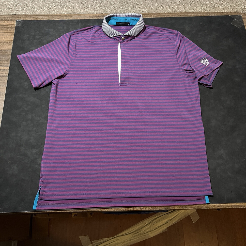 Greyson Shirt Purple Snap Golf Collared Performance Alleghany Coarse Member